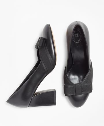 Brooks Brothers Grosgrain-trim Leather Pumps