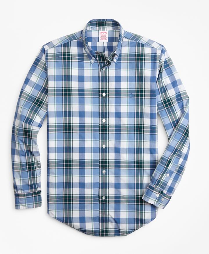 Brooks Brothers Men's Madison Fit Open Plaid Zephyr Sport Shirt