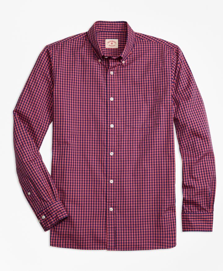 Brooks Brothers Men's Gingham Batiste Oxford Sport Shirt