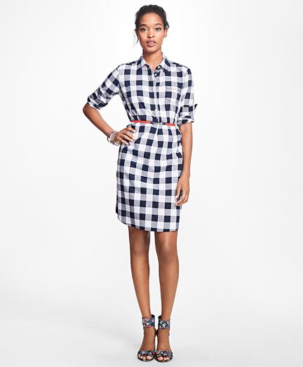 Brooks Brothers Gingham Cotton Twill Shirtdress