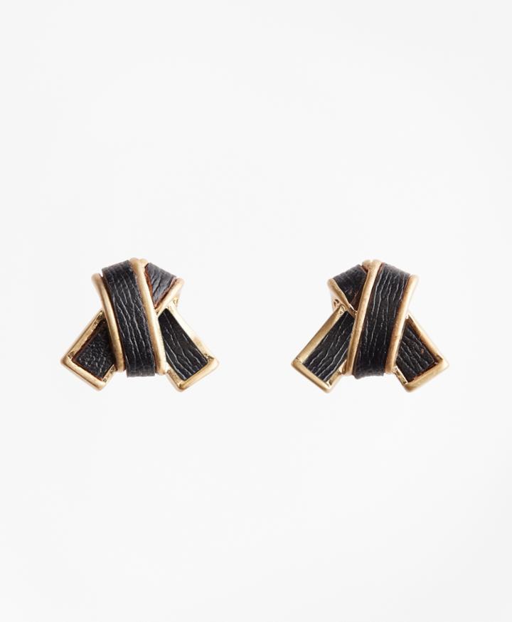 Brooks Brothers Women's Leather Knot Earrings