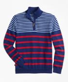 Brooks Brothers Cotton Alternate Stripe Half-zip Sweater
