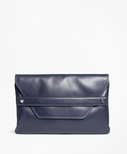 Brooks Brothers Leather Envelope-flap Clutch Bag