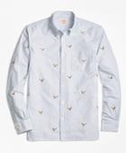 Brooks Brothers Men's Pheasant-embroidered Striped Oxford Sport Shirt