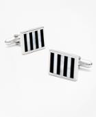 Brooks Brothers Onyx And Mother-of-pearl Silver Cuff Links