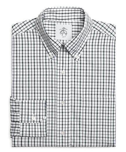 Brooks Brothers Grey And White Tattersall Button-down Shirt
