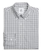 Brooks Brothers Grey And White Tattersall Button-down Shirt