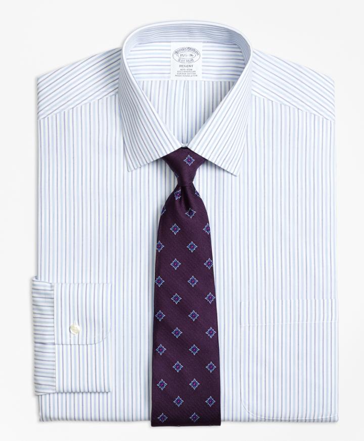 Brooks Brothers Slim Fitted Dress Shirt, Non-iron Alternating Stripe