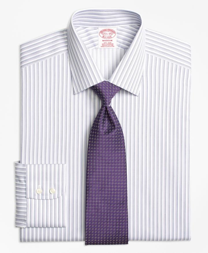 Brooks Brothers Men's Non-iron Regular Fit Twin Stripe Dress Shirt