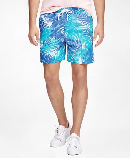 Brooks Brothers Montauk 6 Palm Print Swim Trunks