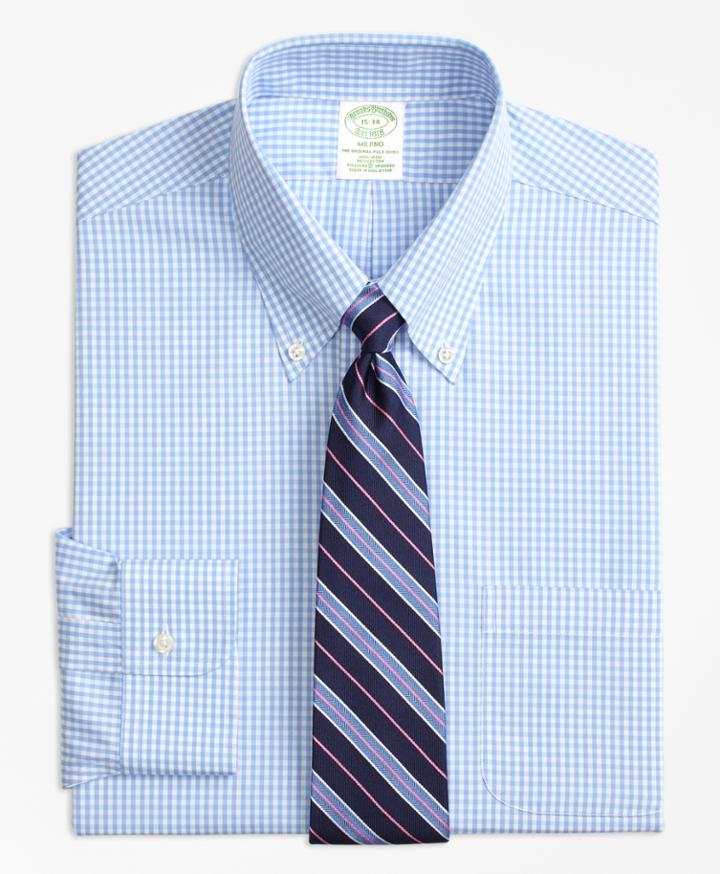 Brooks Brothers Men's Stretch Extra Slim Fit Slim-fit Dress Shirt, Non-iron Gingham