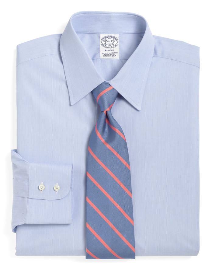 Brooks Brothers Men's Slim Fitted Dress Shirt, Tennis Collar