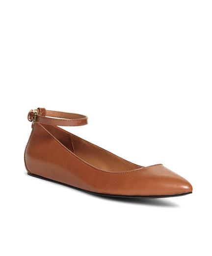 Brooks Brothers Leather Ankle Strap Ballet Flats