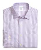 Brooks Brothers Men's Supima Cotton Non-iron Slim Fit Lavender Stripe Twill Sport Shirt