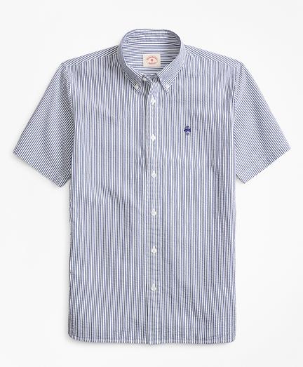 Brooks Brothers Striped Seersucker Cotton Short-sleeve Sport Shirt