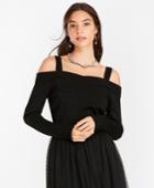 Brooks Brothers Women's Shimmer Knit Off-the-shoulder Sweater