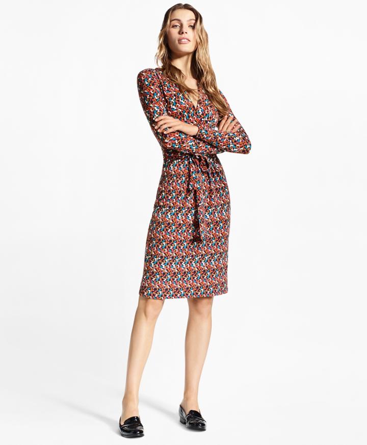 Brooks Brothers Women's B Print Jersey Faux Wrap Dress