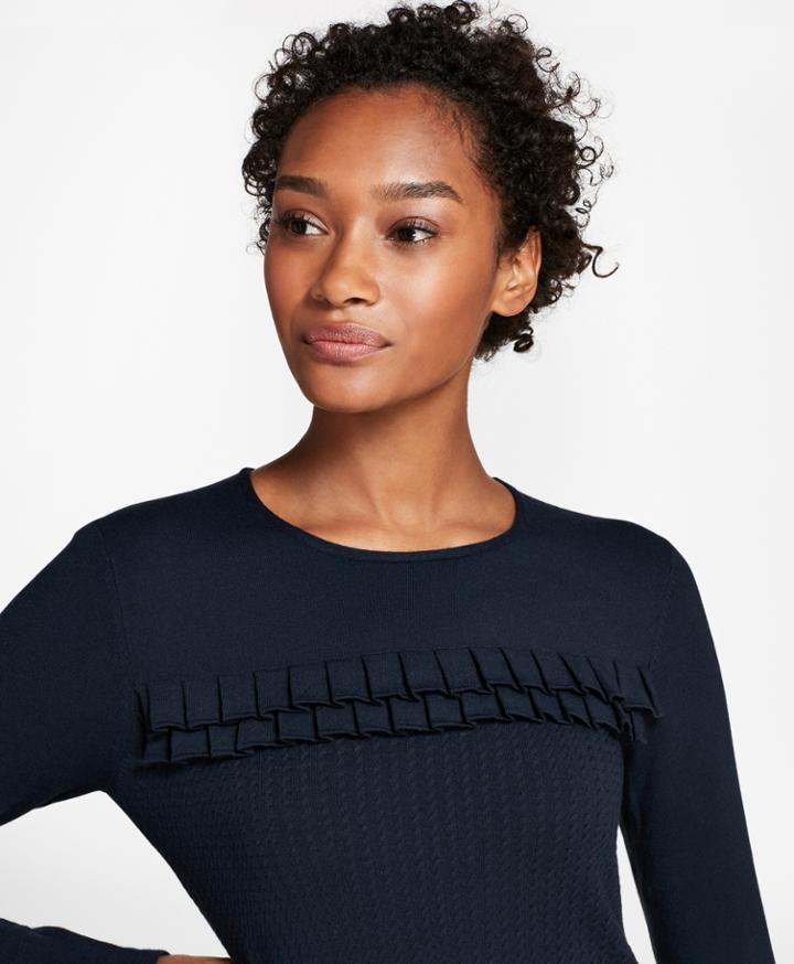 Brooks Brothers Women's Ruffle-trim Cable-knit Sweater