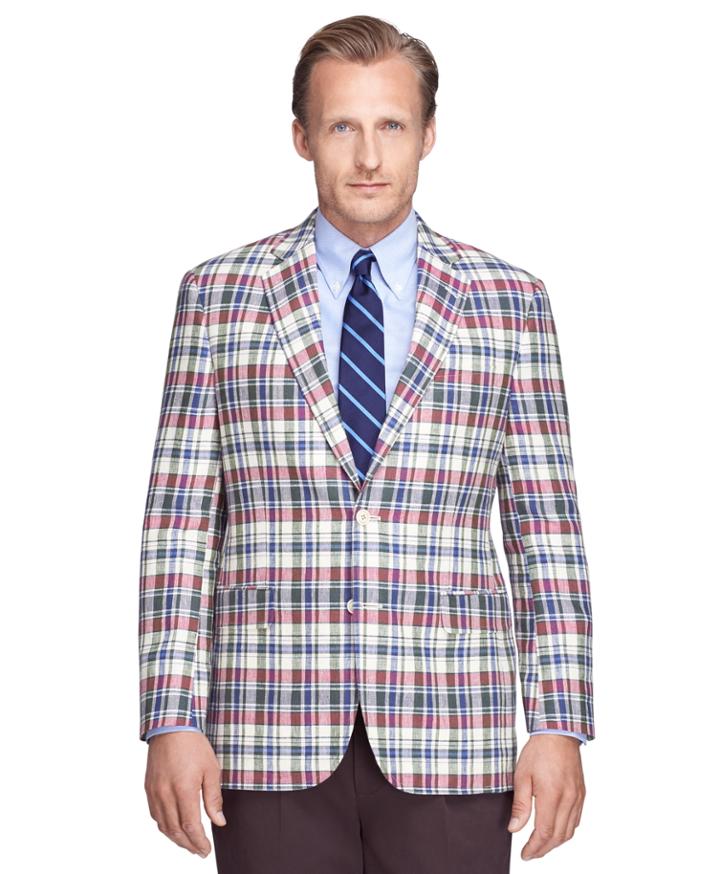 Brooks Brothers Men's Madison Fit Madras Linen Sport Coat