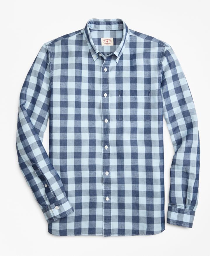 Brooks Brothers Men's Gingham Linen-blend Sport Shirt