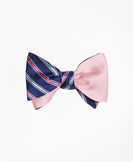 Brooks Brothers Alternating Stripe With Textured Solid Reversible Bow Tie