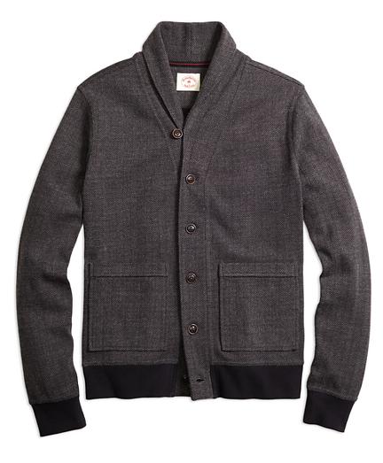 Brooks Brothers Shawl Collar Herringbone Cardigan