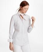 Brooks Brothers Women's Non-iron Mini-plaid Cotton Poplin Fitted Shirt