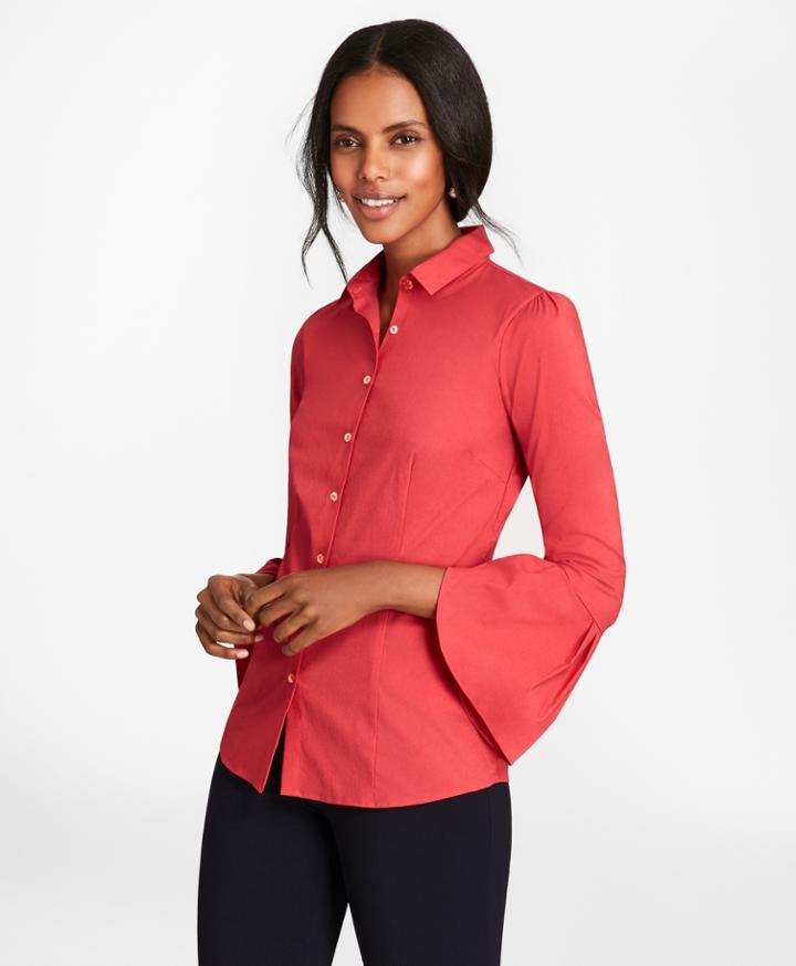 Brooks Brothers Women's Tailored-fit Stretch Cotton Bell-sleeve Shirt