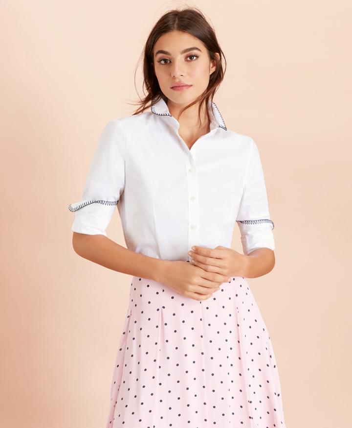 Brooks Brothers Women's Blanket-stitched Cotton Poplin Shirt