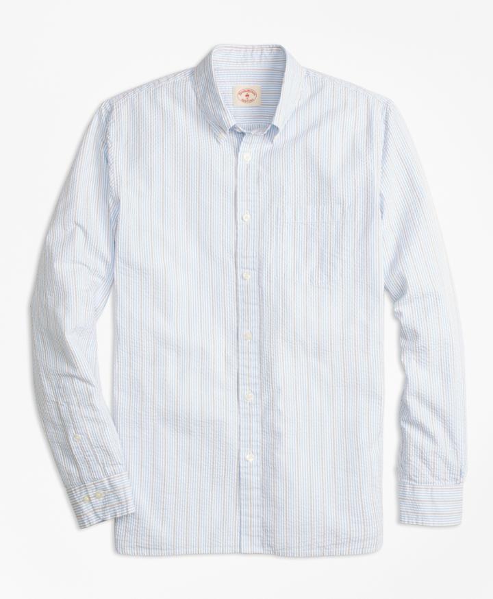 Brooks Brothers Men's Tick-stripe Cotton Seersucker Sport Shirt