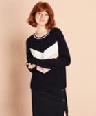 Brooks Brothers Women's Chevron-patterned Cotton Sweater