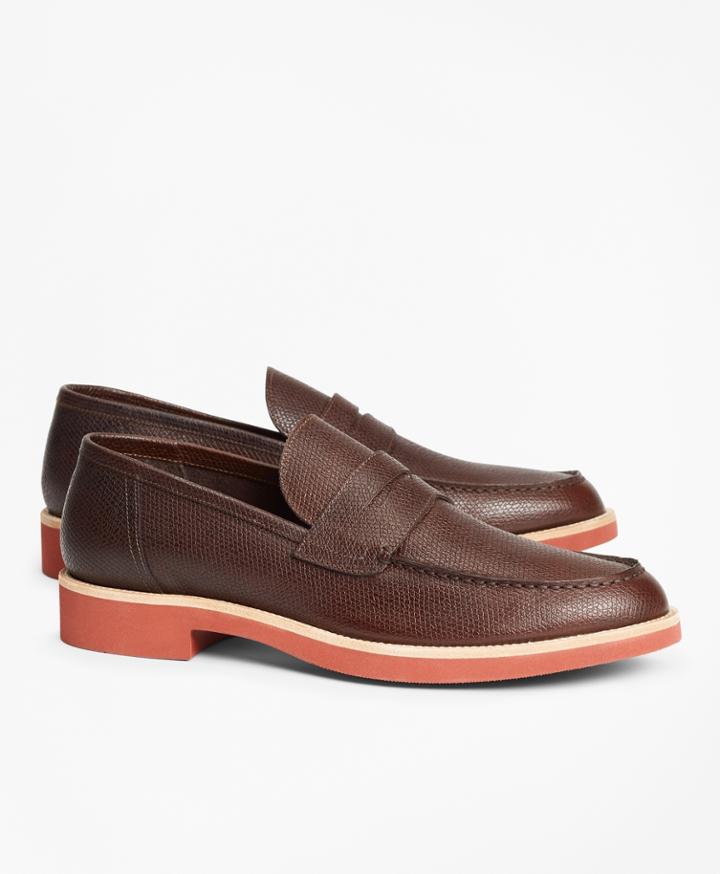 Brooks Brothers Men's Textured Leather Penny Loafer