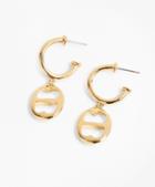 Brooks Brothers Gold-plated Bb-link Chain-drop Hoop Earrings