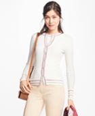 Brooks Brothers Women's Metallic Stripe-tip Supima Cotton Cardigan