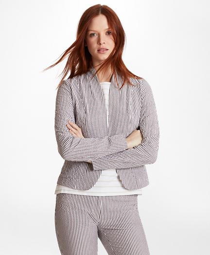 Brooks Brothers Stretch-cotton Seersucker Collarless Jacket