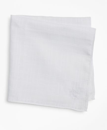Brooks Brothers Textured Windowpane Linen Pocket Square