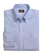 Brooks Brothers Men's Own Make Blue End-on-end With White Stripe Sport Shirt
