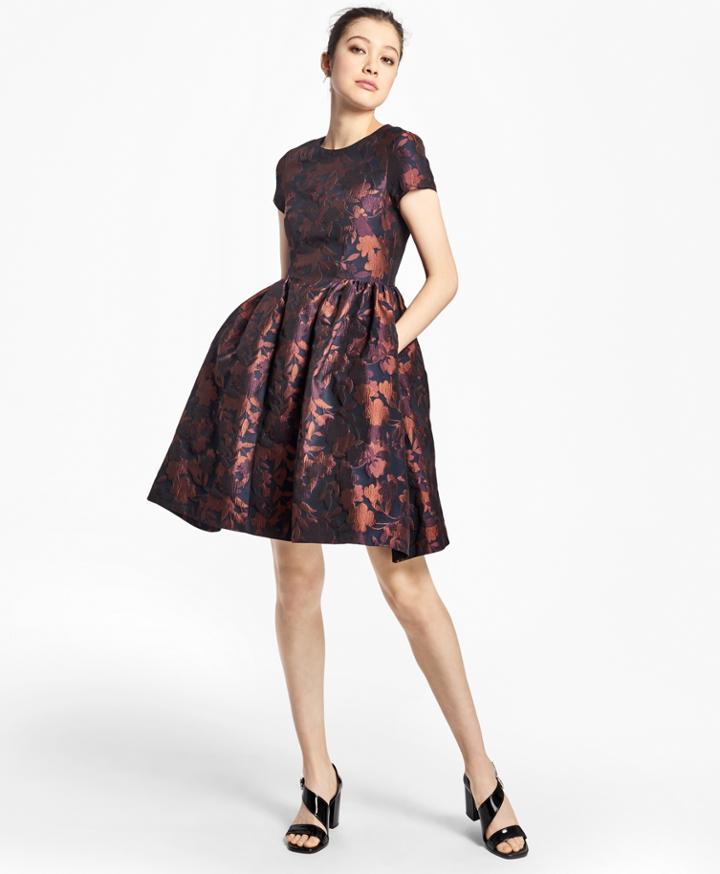 Brooks Brothers Women's Floral Jacquard Fit-and-flare Dress