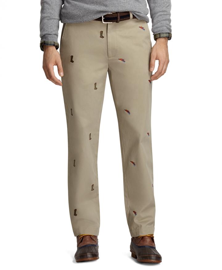 Brooks Brothers Men's Clark Fit Four-panel Fishing Embroidered Vintage Chinos