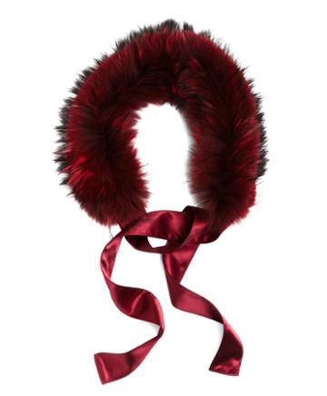 Brooks Brothers Raccoon Fur Collar With Silk Crepe Ribbon Tie