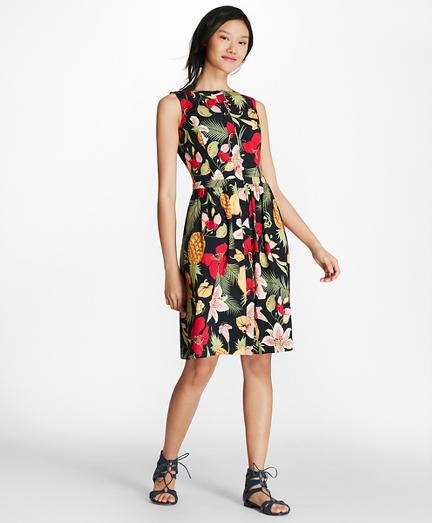 Brooks Brothers Tropical-print Stretch Cotton Poplin Dress