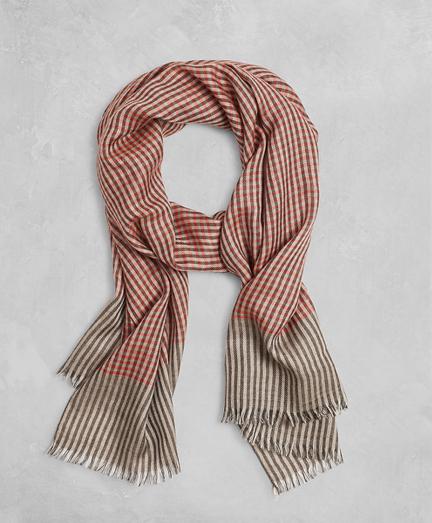 Brooks Brothers Golden Fleece Checked Cashmere Silk Scarf