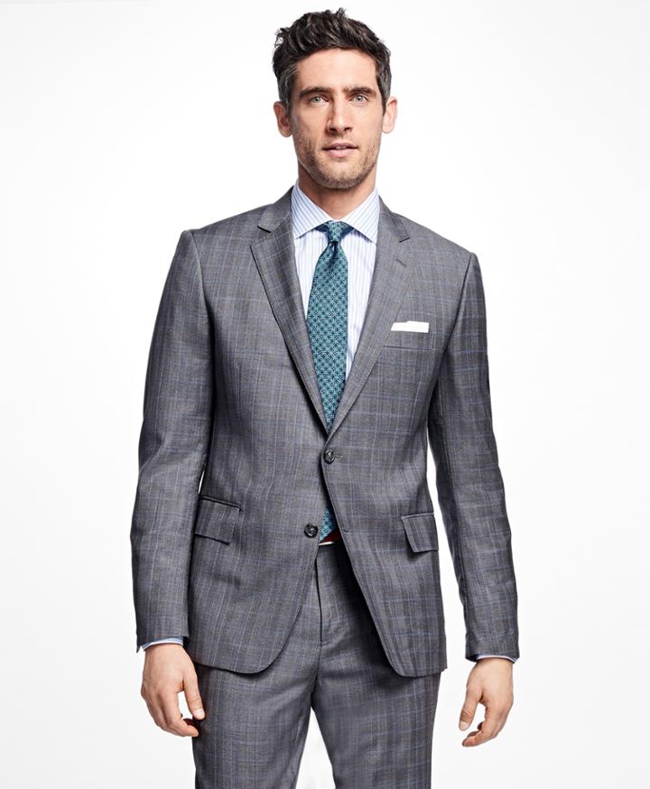 Brooks Brothers Men's Regent Fit Mini Plaid 1818 Suit