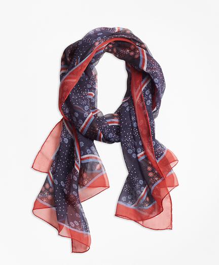 Brooks Brothers Floral-print Silk Chiffon Oblong Scarf