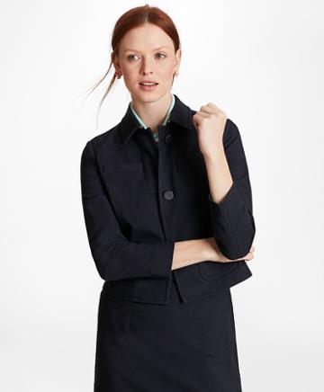 Brooks Brothers Petite Stretch-cotton Jacquard Cropped Jacket