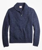 Brooks Brothers Wool-alpaca-blend Shawl-collar Half-zip Sweater
