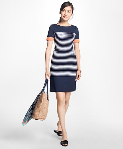 Brooks Brothers Striped Cotton Interlock Jersey Dress