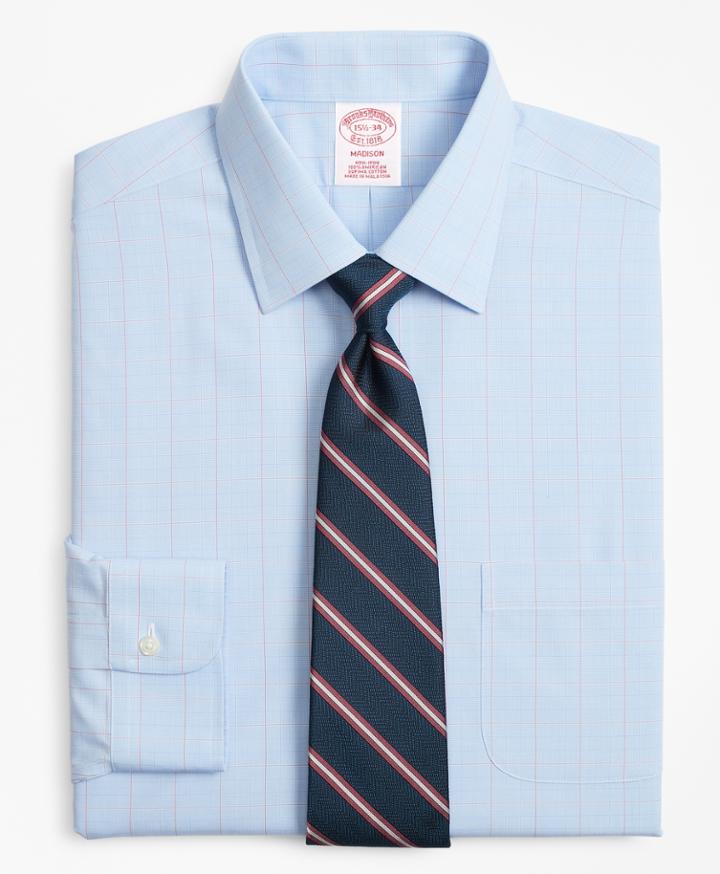 Brooks Brothers Men's Regular Fit Classic-fit Dress Shirt, Non-iron Large Overcheck