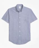 Brooks Brothers Men's Regent Fit Stripe Seersucker Short-sleeve Sport Shirt