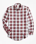 Brooks Brothers Men's Non-iron Regent Fit Red Tartan Sport Shirt
